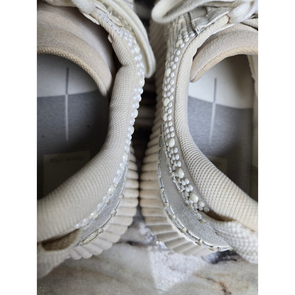 Dolce Vita Dolen Pearl Embellished Platform Sneakers Cream Silver Womens Shoes - Picture 6 of 10